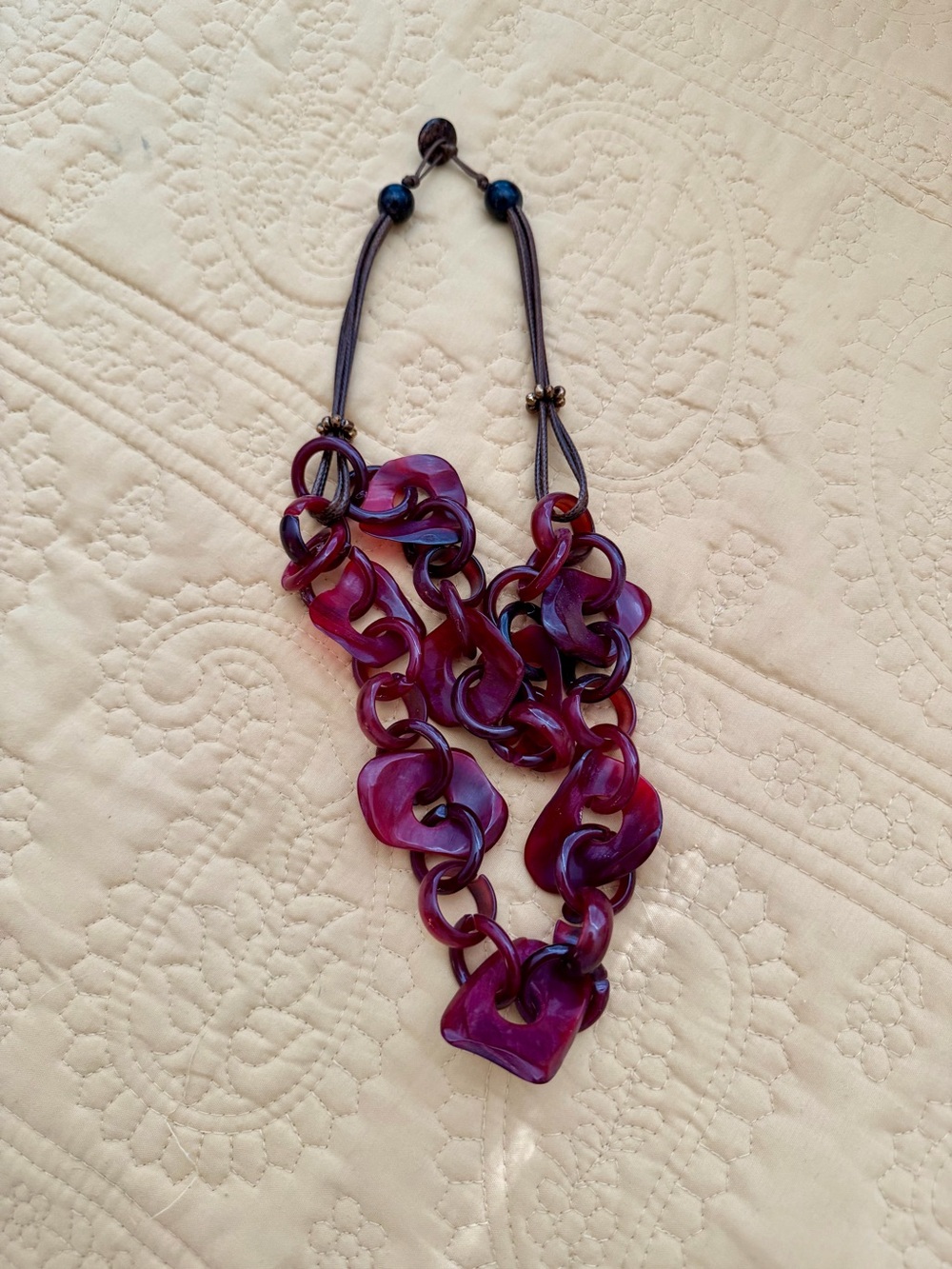 Red/Maroon/Purple Statement Resin Link Necklace